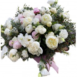 Bouquet of 29 Peonies,  Eustoma and eucalyptus 