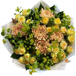 Bouquet of Chrysanthemums,  Hypericum and Spray roses