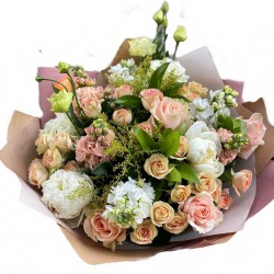 Bouquet of Roses, Spray roses, Eustoma  (without Peonies)