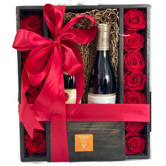 Preserved Roses in the Box with Wine Set 