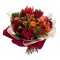Bouquet with Roses, Alstroemerias, Tulips, Hypericum and Coronation 