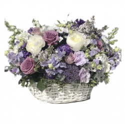 Basket of Roses, Chrysanthemum, Hydrangea