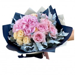 Bouquet Mix of Spray Roses, Hydrangea and leaves