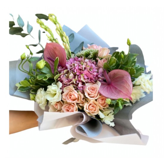 Bouquet of Hydrangea, Spray Roses, Eustoma, Anthurium 