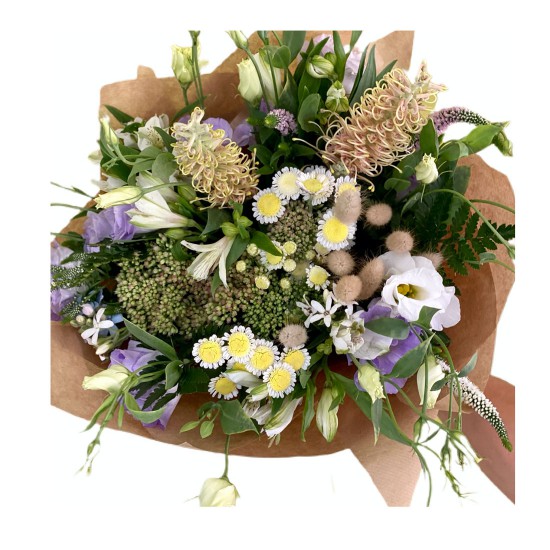 Bouquet of Eustoma, Chrysanthemum, Greens Bouquet of Eustoma, Chrysanthemum, Greens