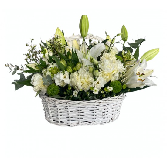 Basket of Lilly, Peonies, Eustoma, Santini, Chrysanthemum Basket of Lilly, Peonies, Eustoma, Santini, Chrysanthemum