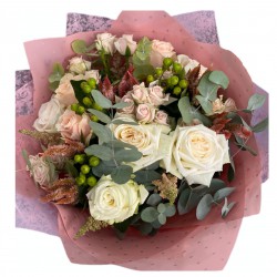 Bouquet of Roses, Spray roses, Eucalyptus, Garden Roses, Celosia