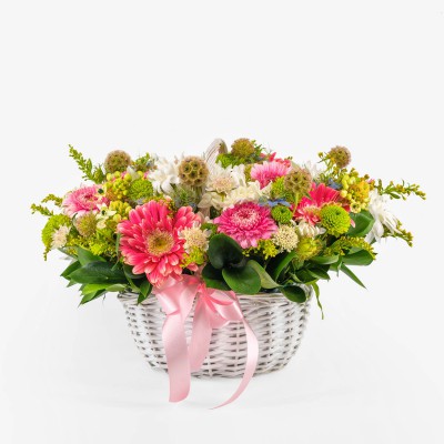Basket with mixed flowers