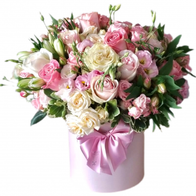 Box of Roses, Spray Roses and Eustoma 