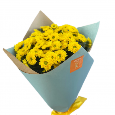 Bouquet of 9 Chrysanthemums Santini Yellow 