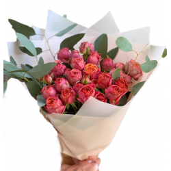 Bouquet of Spray Roses (Orange) and Eucalyptus 