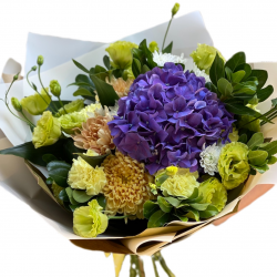 Bouquet of Hydrangeas, Eustoma, Chrysanthemums and Green