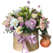 Box of Spray roses, Chrysanthemum, Eustoma 