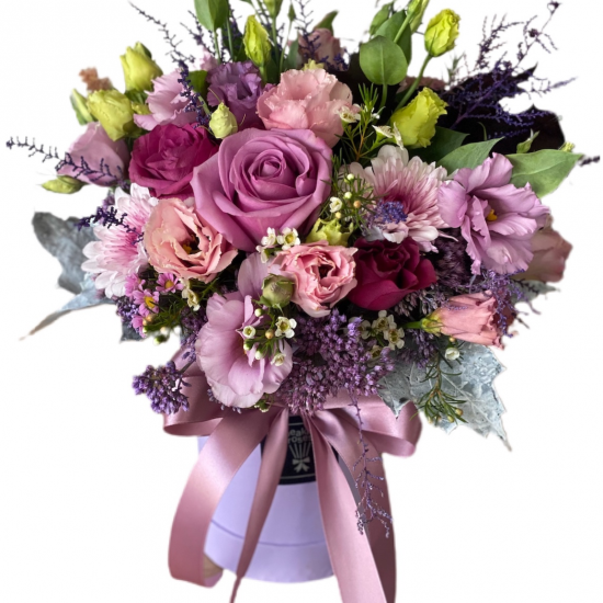 box of roses, Eustoma, chrysanthemums box of roses, Eustoma, chrysanthemums