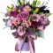 box of roses, Eustoma, chrysanthemums 